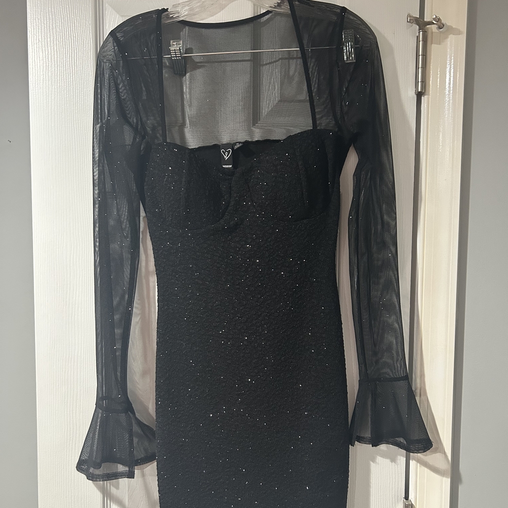 Windsor Black Glitter Long Sleeve Dress
